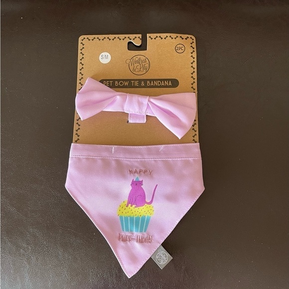 Winifred & Lily Happy Purr day cat bandanna and bow set  new feline fur kitty - Picture 9 of 14